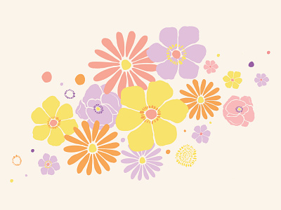 Floral daisys floral flowers illustration orange flowers pattern pattern design pink procreate purple flowers surface design yellow flowers