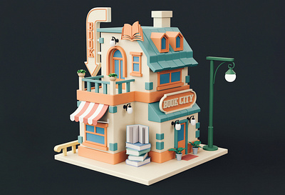 Cartoon Book Store book book store stylized