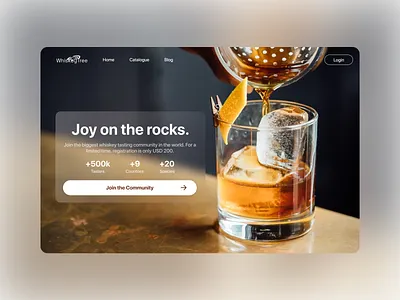 WhiskeyTree I Tasting Community Landing Page community design drink group home home page landing landing page login minimal photo ui ux web web design