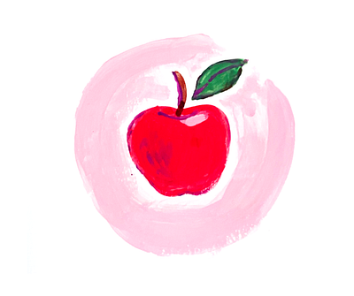 Apple Spot Ilustration apple apple illustration gouache illustration pink red and pink red apple spot illustration