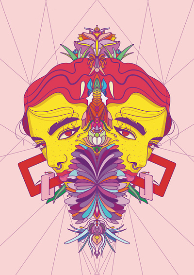 SEEING DOUBLE artwork beauty design digital digitalillustration femininity floral flower illustration illustrator kaleidoscope women