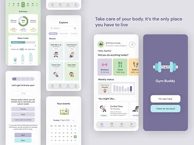 Gym Buddy - Fitness App Design app design mobile mobile app ui ui design ux ux design