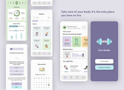 Gym Buddy - Fitness App Design app design mobile mobile app ui ui design ux ux design