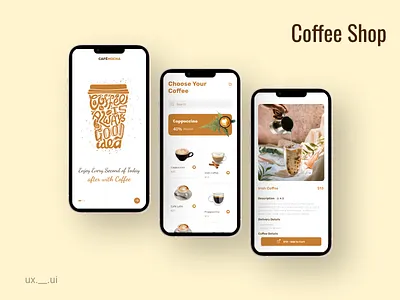 Coffee Shop (Mobile App) coffee app coffee shop app coffeeshop light theme mobile app mobile app uiux mobile application mobileui mobileux ui uiux ux