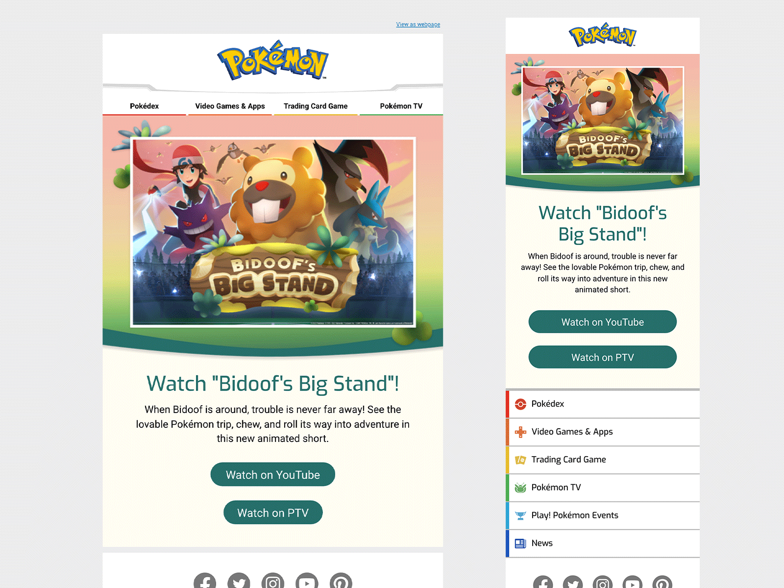 Bidoof's Big Stand dark mode email pokemon