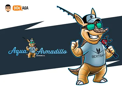 Aqua Armadillo approachable character cute design friendly happy illustration logo mascot