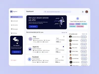 Job board dashboard design design illustration typography ui ui design uiux web design