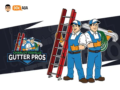 Charlotte Gutter Pros approachable branding character design friendly gutter happy illustration logo mascot professional