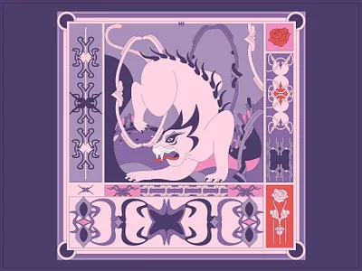 Grandeur animal art color palette colorful design digital art digital illustration graphic art grid illustrator modern illustration purple rose symbolism symbols vector vector art vectorart