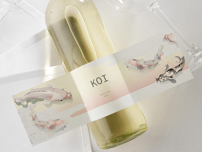 KOI adobe adobe illustrator art brand branding creative cloud design drinks fish illustration illustrator japanese koi label logo mock up pond riesling vector wine label