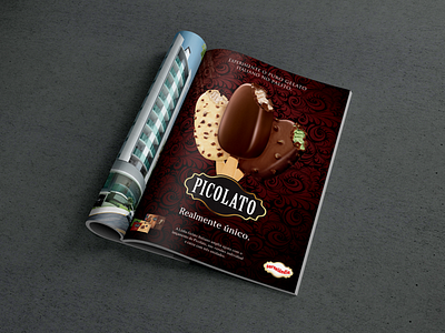 Anúncio de lançamento do Picolato da Sorvelândia design icecream magazine ad photoshop product