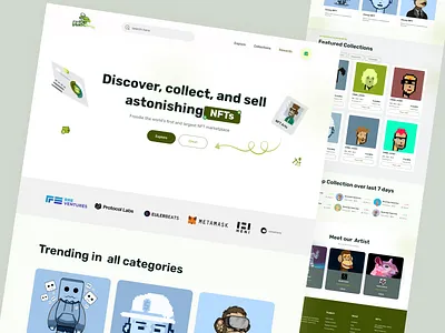 NFT Marketplace Landing Page blockchain card clean crypto cryptocurrency habib landing landing page nft nft dashboard nft design nft market nft marketplace nft web token ui ux uxui website