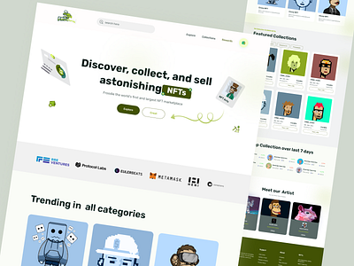 NFT Marketplace Landing Page blockchain card clean crypto cryptocurrency habib landing landing page nft nft dashboard nft design nft market nft marketplace nft web token ui ux uxui website
