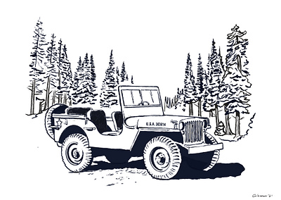 Jeep Willys Illustration illustration procreate