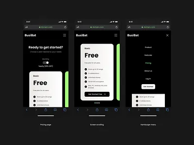 Pricing Page app black branding cards design landing landing page logo minimal mobile page pricing pricing cards pricing page responsive responsive ui uiux ux web design