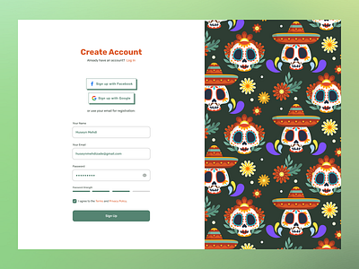Sign up page branding design enrol graphic design green interface landing landing page login minimal register registry sign in page sign up page ui uiux ux web web design website