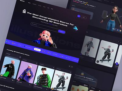 3D Download Landing page - Dark mode 🌚 3d animation home page illustration interface landing landing page landing page design mobile motion motion graphics product product design product page design typography ui user interface design web web design website