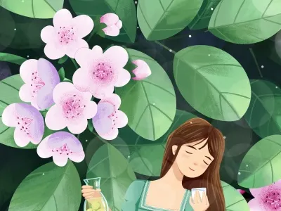a girl in summer graphic design illustration logo ui