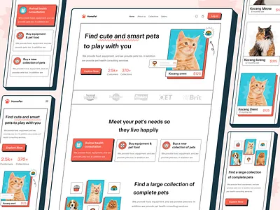 HomePet - Pet shop landing page animal cat design desktop dog home homepage landing page layout market modern orange pet petshop style ui uiux unique ux web