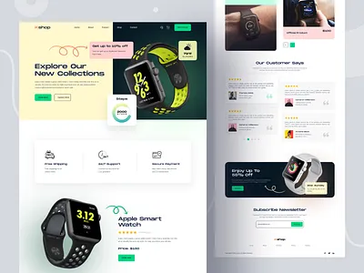 K Shop- Ecommerce Website Landing Page Design. branding design ecommerce product ecommerce website ecommerce website design home page design landing page logo psd template trendy ui design ui ui designer uiux ux design watch shop watch store web app web design website website design