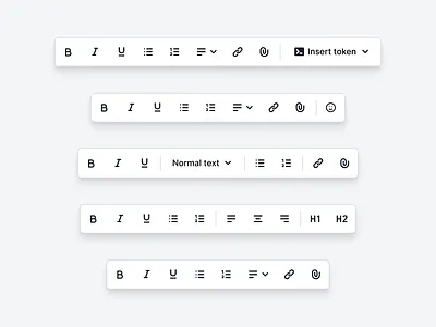 WYSIWYG editor bar variations icons ui wysiwyg