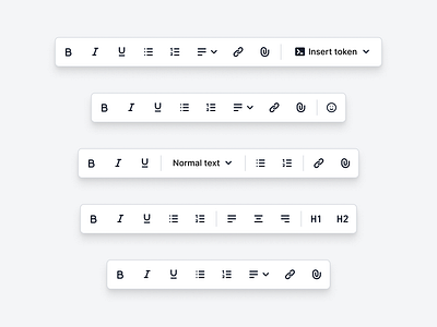 WYSIWYG editor bar variations icons ui wysiwyg