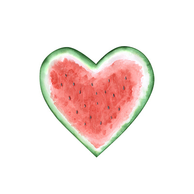 Watermelon heart. backdrop background branding clipart design food fruit greeting card grocery hand painted heart icon illustration juicy love summer sweet template valentines day watermelon