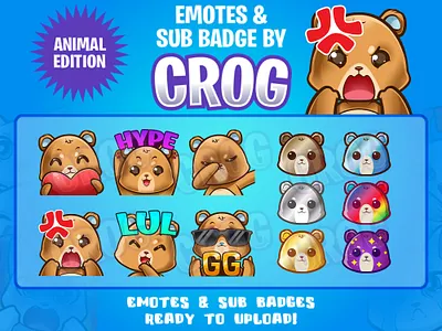 cute bear emotes bundle (premade) bear chibi custom cute emoteicon emotes emotes twitch horror premade subbadge twitch
