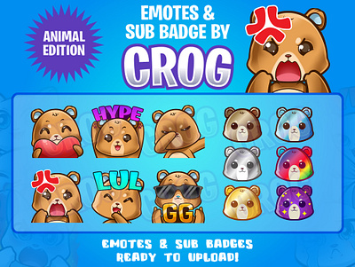 cute bear emotes bundle (premade) bear chibi custom cute emoteicon emotes emotes twitch horror premade subbadge twitch