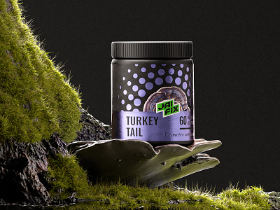 JaiFix branding health identity logo mushroom packaging