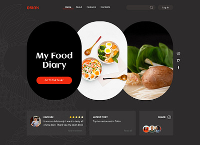 Main Screen for Asian food asian asian food dairy main screen restaraunt ui concept