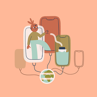Smartphones and immigration illustration migration people smartphone