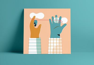 Far but close bond care design friendship hands help illustration love pop vector