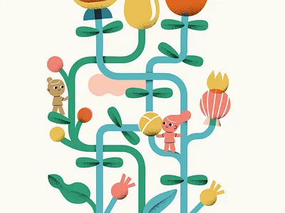 Growing garden (and dreams) baby flowers growing illustration kids pop vector