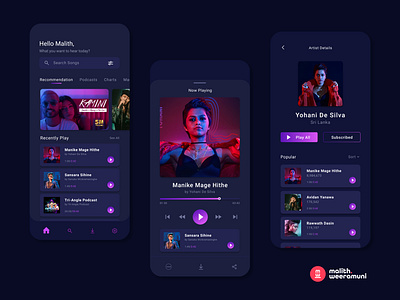 Music Streaming Mobile App dark minimal ui mobile ui modern ui music music player music ui music ui design player player ui spotify steaming tidal ui ui design uiux ux