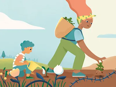 Roots (soil for peace) character design future hope illustration peace peace culture pop vector war