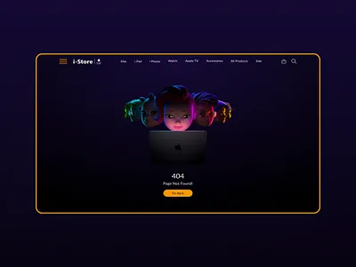 Concept i-Store page 404 design graphic design typography ui ux vector