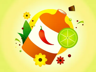 Fiesta bottle celebration chili condiment feast fiesta food happy illustration lime party sauce vegetables