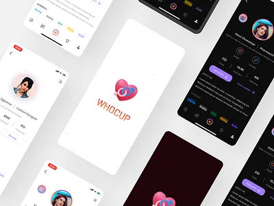 WHOCUP DATING MOBILE APP 3d dating design illustration logo mobile mobile design motion graphics ui uiux
