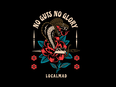 No Guts No Glory apparel design artwork badgedesign design graphic design illustration tshirt design