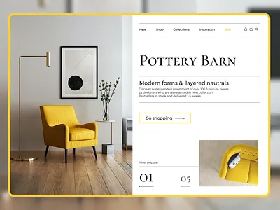 Pottery Barn Furniture Web Project branding concept design furniture homepage landing ui yellow