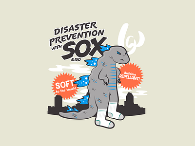 Godzilla Socks bandwidth character city compliance disaster godzilla godzilla attack ill illustration iso kaiju lizard prevention raleigh north carolina shirt socks sox t shirt tee tube socks