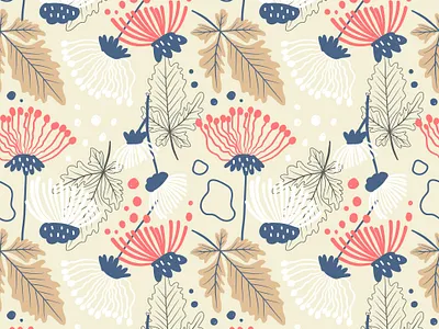 Floral Pattern in Hand Drawn organic style autumn beautiful boho cute design floral flower girl hand drawn ilustration pastel pattern print seamless spring surface tones trendy vector warm