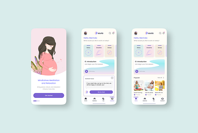 Application Meditation for pregnant women application design figma meditation minimal ui web website women