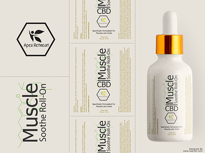 CBD muscle soothe bottle label design bottle branding cbd design graphic design illustration label labeldesign logo packaging packaging design ui