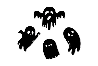 Halloween Scary ghosts vector set. template