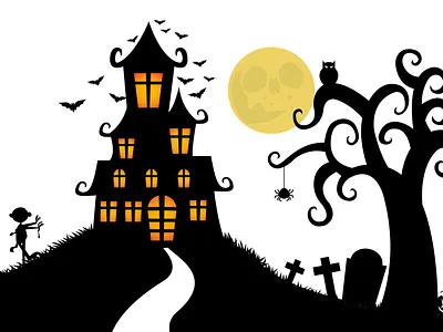 Creepy Halloween background with ghost template