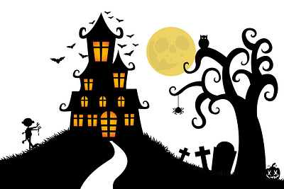 Creepy Halloween background with ghost template