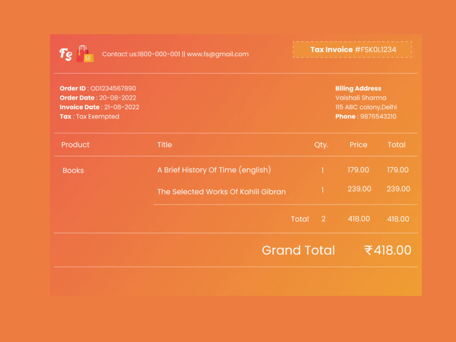 Invoice by Vaishali Sharma on Dribbble