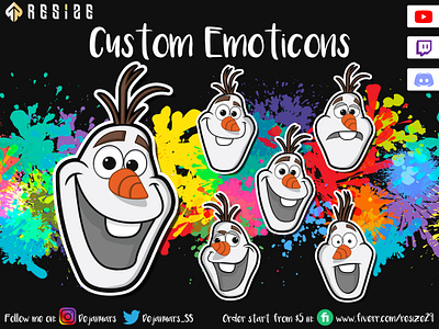 Olaf Emoticon Concept🎨 (SOLD) cartoon chibi customemoji emoji emotes emoticon gamer gaming illustration illustrator logo mascot metaverse nft opensea sticker streamer twitch twitchemotes youtuber